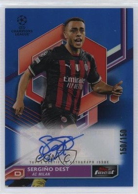 2022 Finest UEFA Club Competitions Blue Refractor Sergino Dest Sergiño Auto o8g