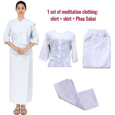 Thai White Buddhist Meditation Outfit for Women Temple  Vipassana Retreat Cloth
