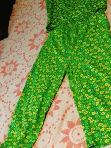 Vintage Simply Basic Girls 2-piece Green Flowered Pant Set 10/12 - Picture 5 of 8