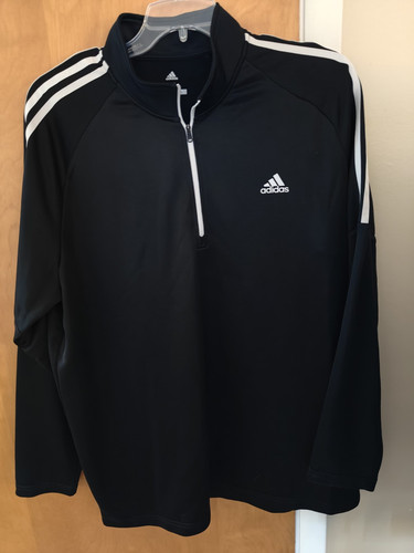 Adidas Mens French Terry 1/4 Zip Golf Shirt Long Sleeve UPF 50 Black Size 2XL - Imagen 1 de 5