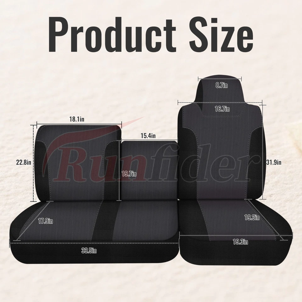 40/60 Split Bench Design Front Seat Cover for Isuzu NPR 1995-2005-Balck — 第 2/4 张图片