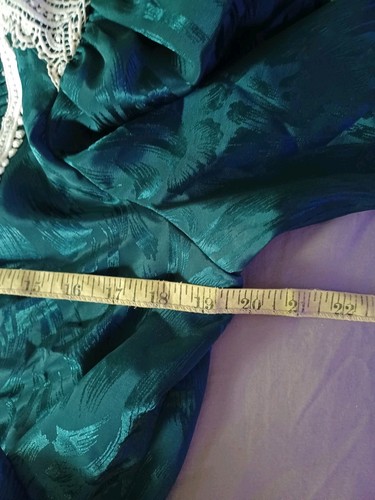 In The Mood Vintage 80's Shiny Green Lace Pleated Midi Dress Size 10 - Picture 7 of 10