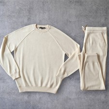 Nuevo Conjunto de Chándal Loro Piana Bebé Tejido Cachemira Marfil Talla M Italia