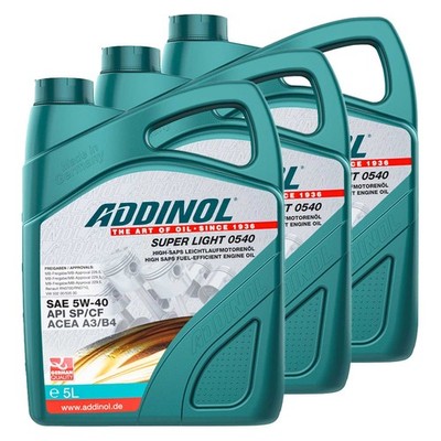 Motoröl Motor Öl ADDINOL 5W-40 Super Light 0540 3 X 5 Liter für Peugeot Renault
