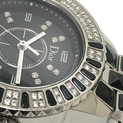Dior CD113119 Crystal Diamond Bezel 16P Quartz Date Watch Round