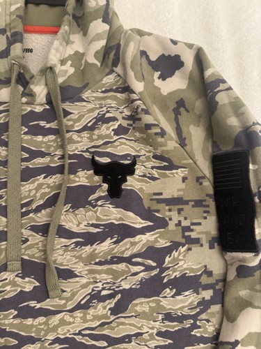 Under Armour Project Rock Men’s 2XL Veterans Tiger Camo Hoodie RARE SIZE! - Picture 2 of 4