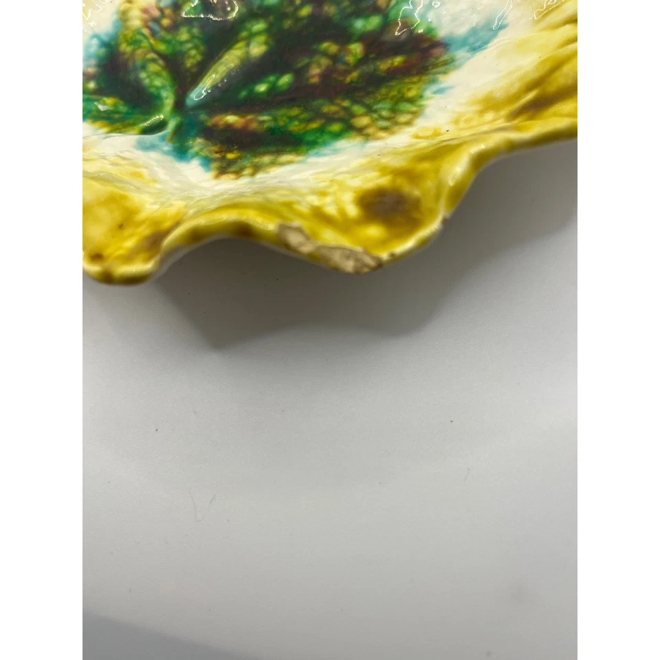 Porta joyas caramelo baratija plato hoja mayólica vintage hecho en Italia Foto 3 de 4