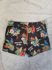 Forever 21 Men's Swim Trunks Size XL Hawaiian "Happy You're Not Here"