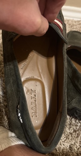 BALLY Suede Pearce Driving Shoes Luxury Loafer US 12 EU 45 UK 11 Olive - Picture 9 of 15