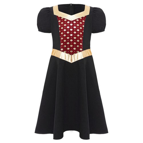 Kids Girls Dancewear Zipper Costume Color Contrast Dress Theme Party Clothes - Picture 46 of 59