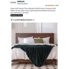 Super Soft Flannel Throw Blanket 50x60 Glitter Stripes Silky Lightweight Fleece