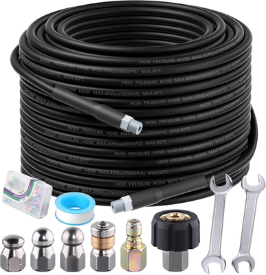 #ad Sewer Jetter Kit 100FT for Pressure Washer 5800PSI Drain Cleaner Hose 1 4quot; NPT C $84.04