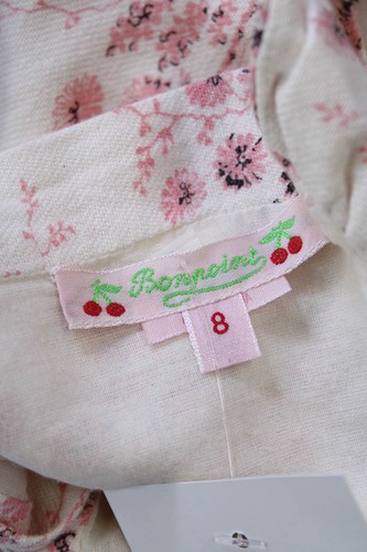 Bonpoint Girls Cotton Floral Print Collared Long Sleeve Dress Pink Size 8 - Picture 6 of 6