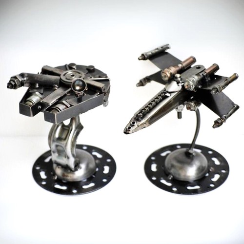 Millennium Falcon X-Wing Star War Recycling Metall Skulptur, Cool Labor Day Geschenk - Bild 9 von 13