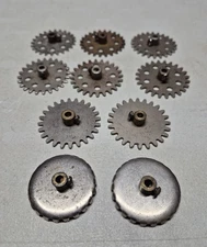 A.C. Gilbert Erector P11, P12 and CJ Gears, Lot of 10