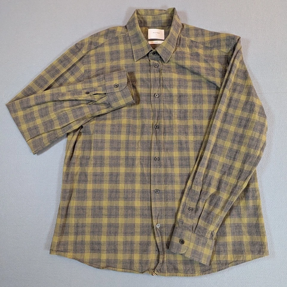 Camisa Billy Reid Para Hombres Manga Larga Ajuste Estándar A Cuadros Abotonada Talla Grande Foto 2 de 4
