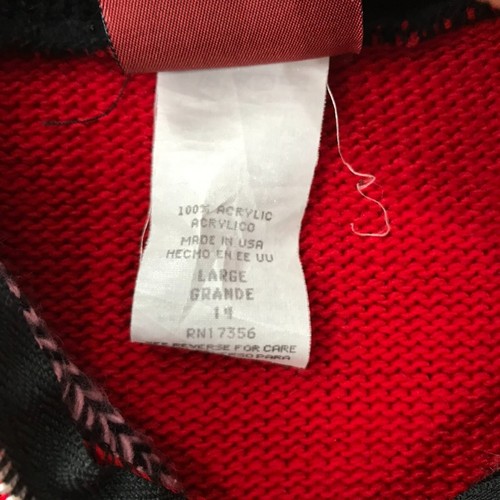 Vintage 101 Dalmations Sweater Youth Girls Large Red Knit Red 1/4 Zip Disney 90s - Picture 5 of 10