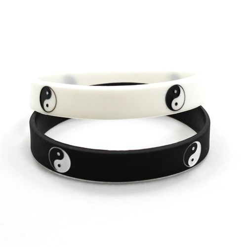 2 X Tai Chi Silicone Wristband Sports Rubber Bracelets Fashion Jewellery Gift - Picture 4 of 7