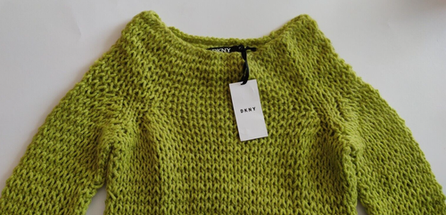 DKNY NWT Mohair Wool Chunky Knit SWEATER TOP Lime Green P XS S NEW - Picture 6 of 24