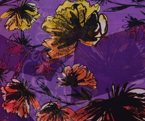 Sushila Vintage Purple Saree 100% Pure Georgette Silk Printed Birds Craft Fabric - Picture 3 of 10
