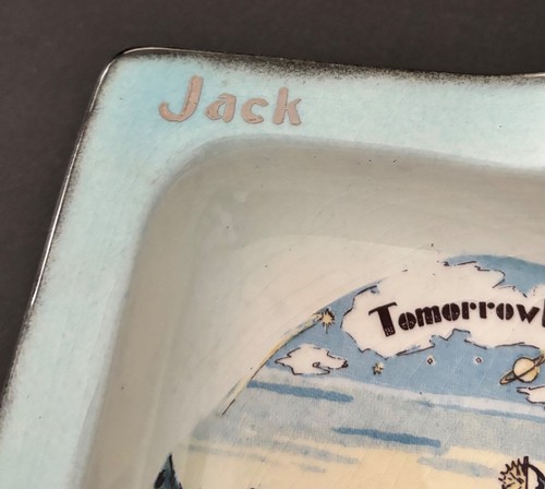RARE Vintage 1955 Disneyland Opening LARGE Tomorrowland ASHTRAY Eleanore Welborn - Picture 3 of 6