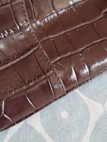 Bolso de hombro OSPREY London Luxury Congo cocodrilo cuero en relieve asa superior dañado - Imagen 8 de 10
