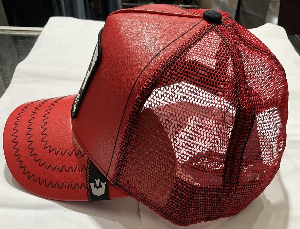 Goorin Bros The Farm Red Stallion Leather Trucker Hat New With