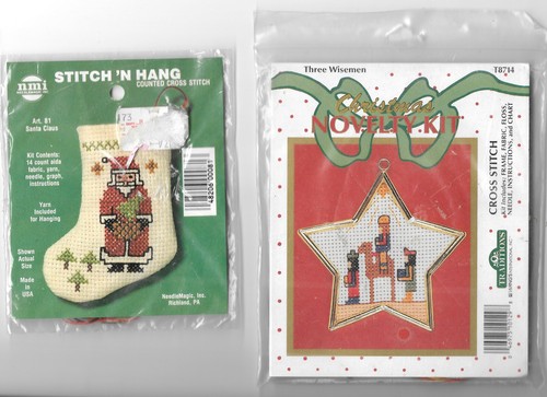 Lot 18 Christmas Ornament Kits Lace Embroidery Beads Santa Dog Rocking Horse - Picture 4 of 8