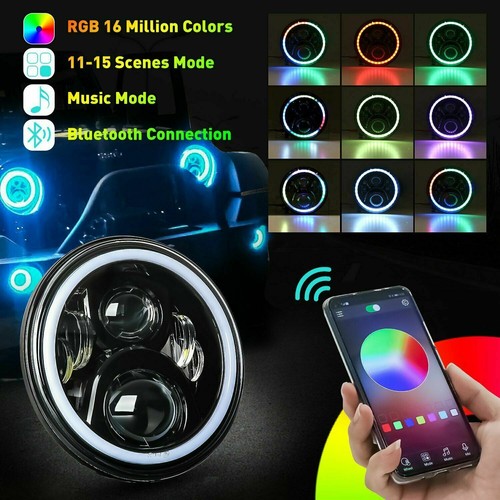 Kit combinado de faros LED halo RGB de 7"" para Jeep Wrangler JL 9"" 2018 2019 2020 - Imagen 7 de 12