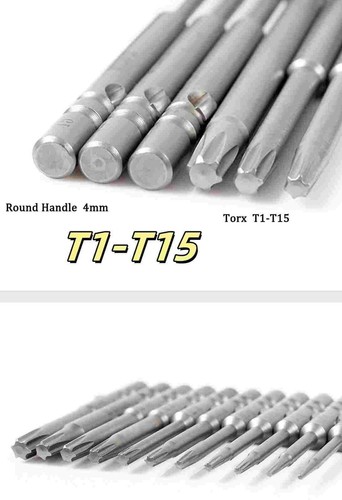 Torx Spanner Solid  Round Shank 4mm Magnetic Torx Screwdriver Bits S2 Bit T1-T15 - Picture 1 of 12