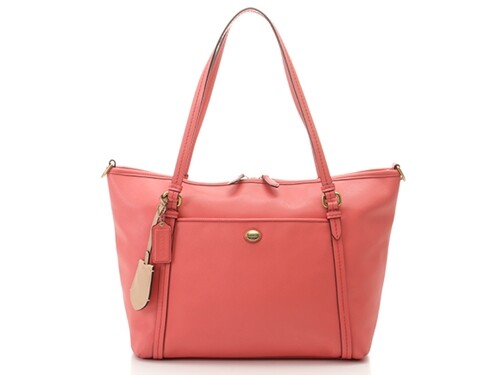 Coach Bag 2Way Shoulder Salmon Pink Embossed