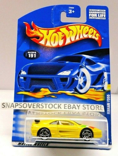2001 HOT WHEELS YELLOW FERRARI F355, HW # 191, CHROME PR5 RIM VARIATION, VHTF - Bild 1 von 4
