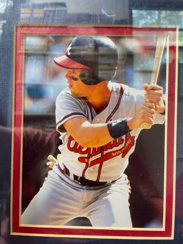 Mark Lemke MLB Framed Photo with 1991 World Series Pin Grist Mill Creations - Picture 3 of 12