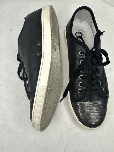 Lanvin Paris Lace Up Cap Toe Low Top Sneakers Black Women’s Size 38 US 7 - Picture 10 of 12