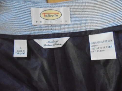TALBOTS 6P lined PANTS Italian Cotton fabric Blue & White pinstripes NEW $118 - Picture 9 of 11