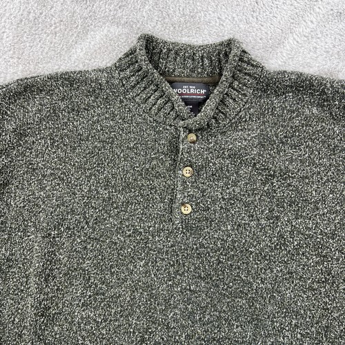 Woolrich maglione uomo XL verde Henley pesante outdoor nonno accogliente cottage - Foto 9 di 14