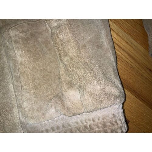VNTG Sz L Wilsons Leather Suede Bomber Jacket Sherpa Lined Zip Up Gray Beige L - Picture 11 of 13