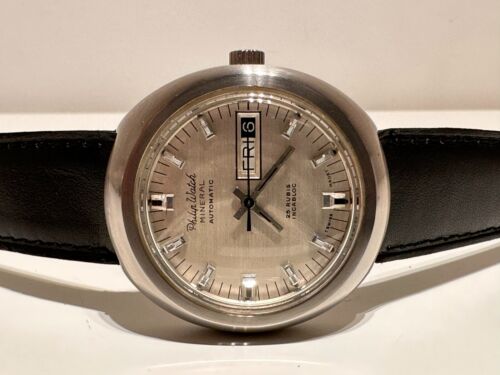 VINTAGE RARE STAINLESS STEEL MEN'S SWISS AUTOMATIC WATCH "PHILIP WATCH" MINERAL