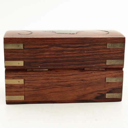 Brass Bound Wood Box for Playing Cards with Brass Inserts - Foto 8 di 24