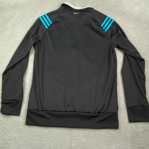 Adidas Track Jacket Large Kids Black Turquoise Full Zip Pockets Climalite - Picture 6 of 7