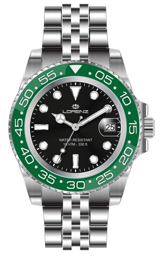 Orologio Uomo LORENZ Bracciale Acciaio Nero Blu Rosso Verde Sub 100mt - Bild 8 von 22
