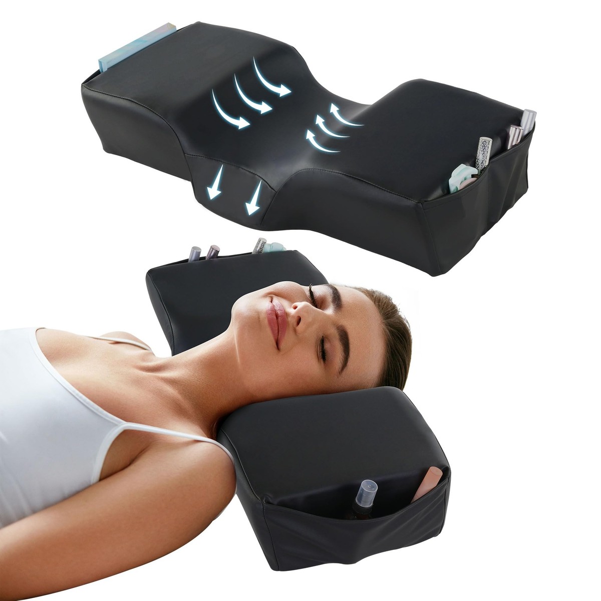 Memory Foam Lash Pillow for Lash Extensions Waterproof Easy to Clean PU Leath