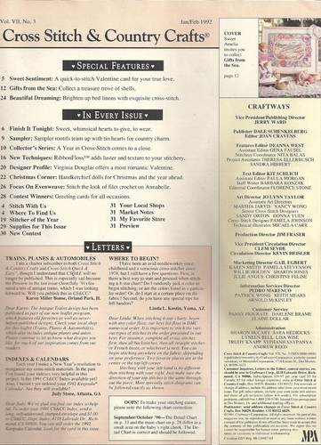 BETTER HOMES AND GARDENS CROSS STITCH & COUNTRY CRAFTS MAGAZINE JAN/FEB ©1992 - Imagen 2 de 14