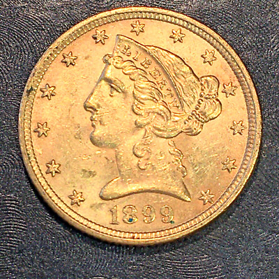 18金(750) 45cm 1899 $5 Gold Liberty Head - Nice Details - High Quality