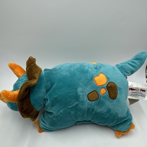 Pillow Pets Triceratops Blue Dinosaur 18" Stuffed Animal Plush Toy Clean #14 - Afbeelding 4 van 16