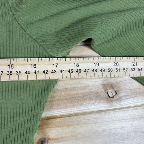 Madewell Shirt Womens Large Green Ribbed Square Neck Long Sleeve Crop Top - Picture 4 of 5
