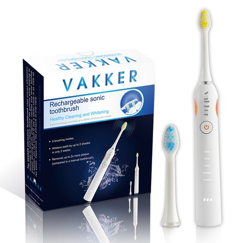 Cepillo de dientes eléctrico cuidado oral ultra sónico recargable con 2 cabezales de cepillo FDA - Imagen 2 de 13