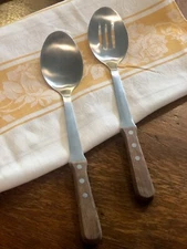 PIONEER WOMAN Set Of 2 Slotted & Solid Spoon Set Riveted Handle Cooking Serving