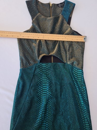 Vestido ceñido al cuerpo para dama talla 8 verde metálico/dorado 29450 - Imagen 9 de 13