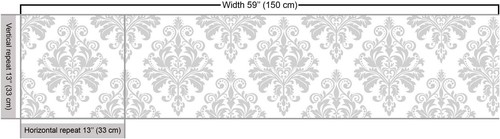 Ambesonne Damask Grey Fabric by The Yard Antique Baroque Pattern 3 Yards (Q3) - Picture 2 of 4